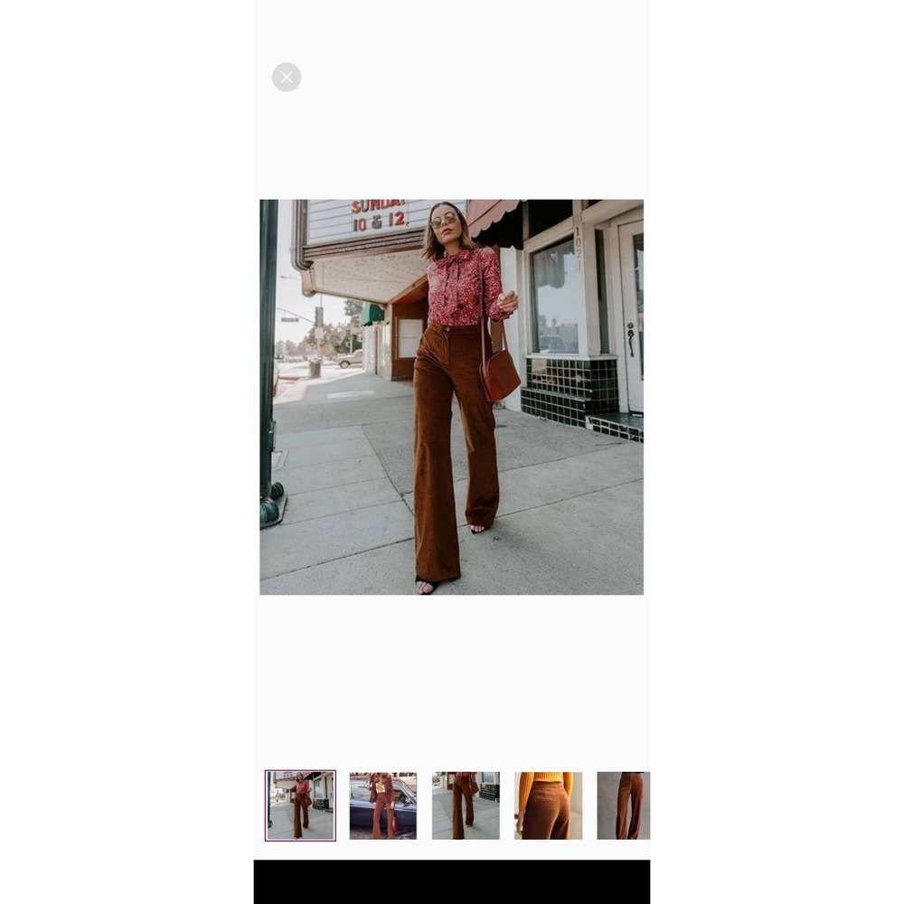 Sezane Martin High Rise Wide Leg Trouser Corduroy Pants Womens 2 In Moka Boho - Picture 2 of 8